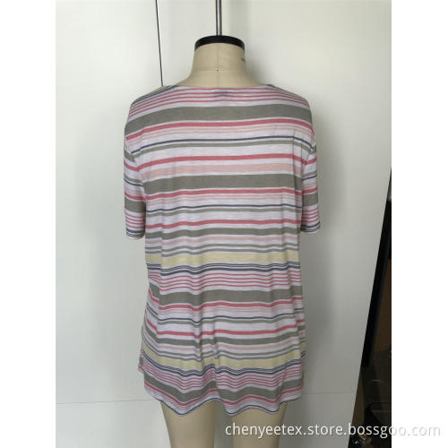 Plus-size striped short sleeves for women
